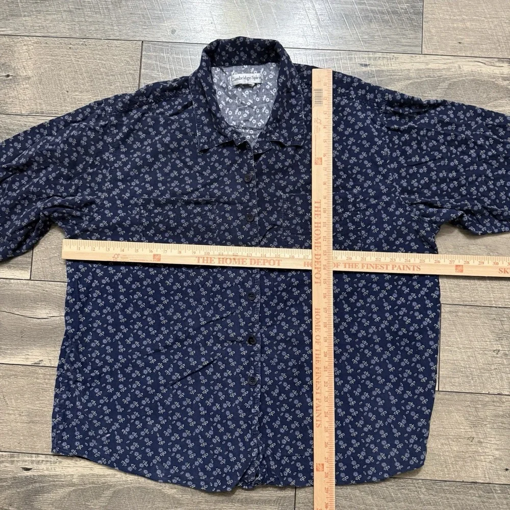 VTG 90s Cambridge Spirit Mens XL Cottage Floral Button Up Corduroy Flannel Shirt